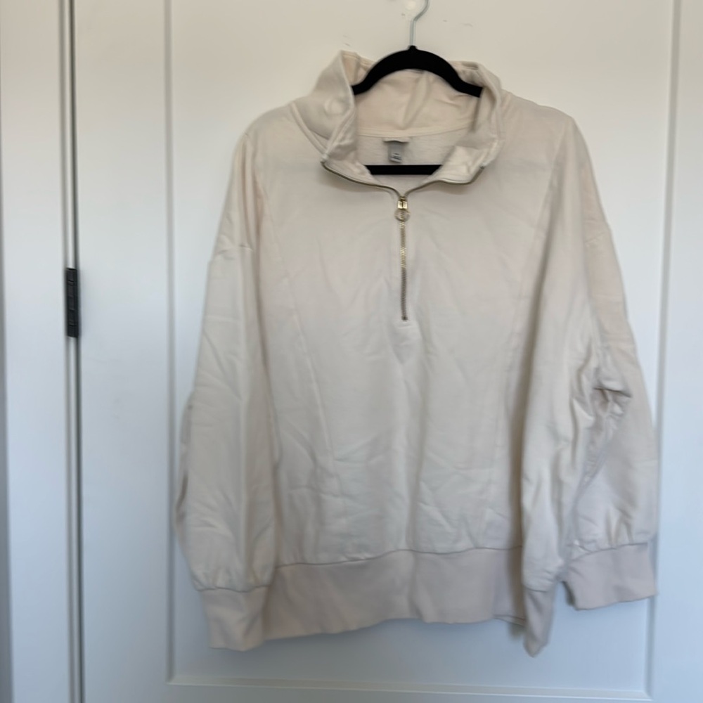 a new day Cream Half-Zip Crewneck Sweater